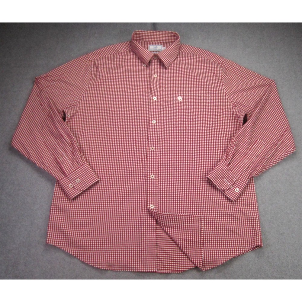 Oklahoma Sooners Southern Tide Mens XL Red Gingham Long Sleeve Button Up Shirt